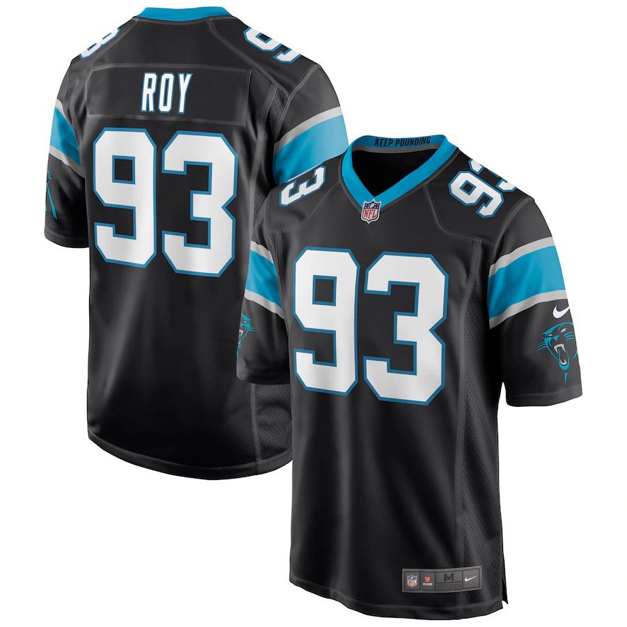 Men Carolina Panthers 93 Bravvion Roy Nike Black Game NFL Jersey
